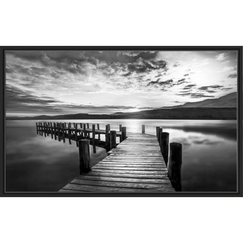 Evening Dock par - Photographie, Cadre flottant noir, H 27,5 po x l 43,5 po x P 2 po