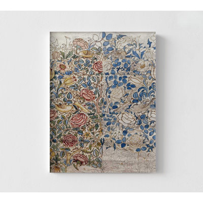 Design For Chintz: Rose By William Morris, Bird Print Poster, Small Bird Gift Idea, Navy Blue Leaves Print, White Flower Decor