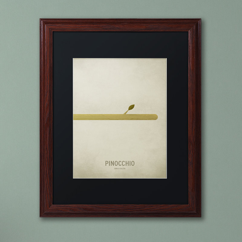 "pinocchio" par impression encadrée Christian Jackson, H 14 po x l 11 po x P 0,5 po, Noir, Encadrement brun