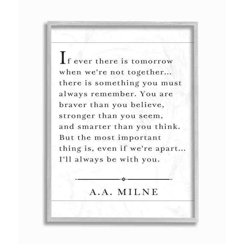 Je serai toujours avec vous A.A. Milne par lettre et doublé -, Estampe numérique Farmhouse, H 14 po x l 11 po