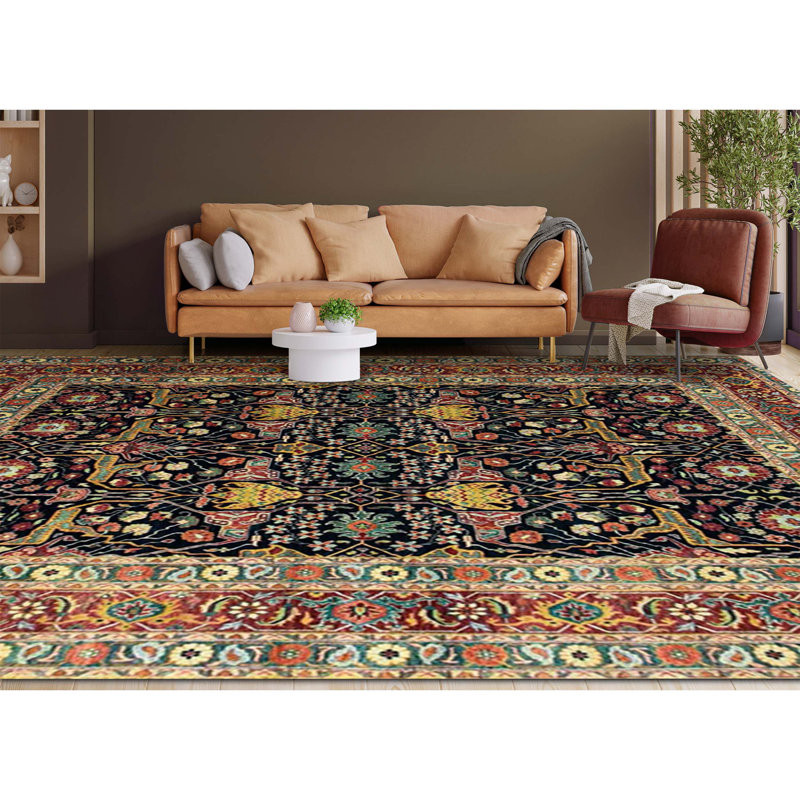 Elegant Wool Oriental Area Rug, Rectangle 10' x 14'