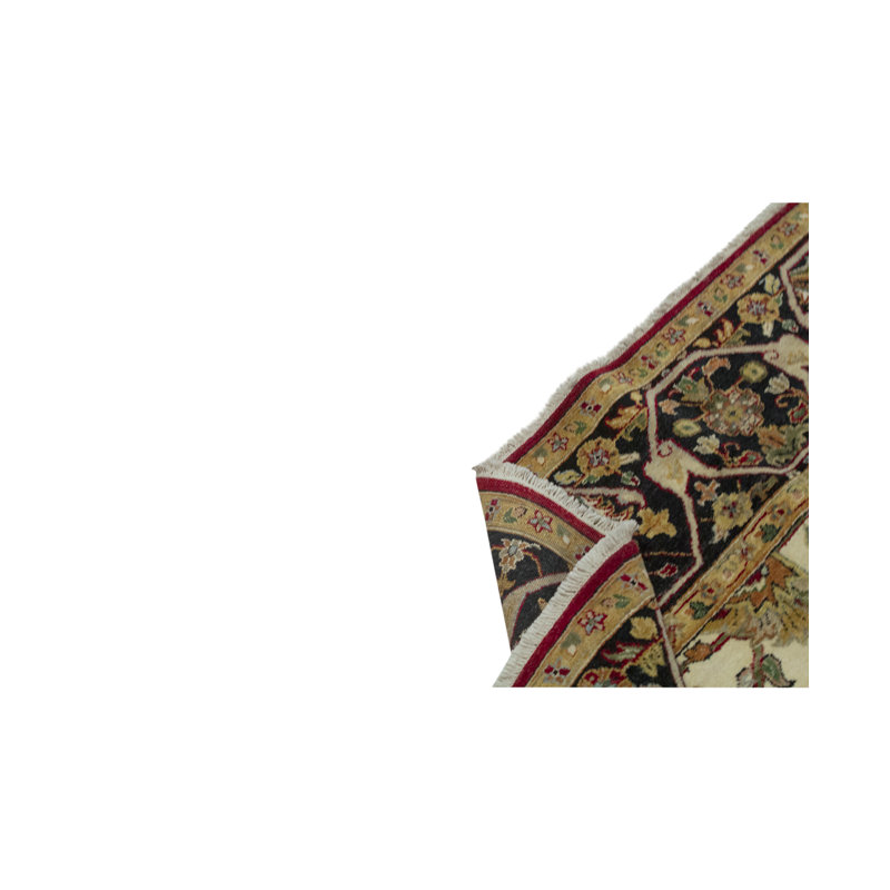 Tapis rouge et noir noué à la main de haute qualité