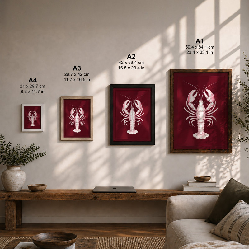 Heraldic Lobster Art Deco - Print, Unframed, A1 - 84.1 x 59.4 cm