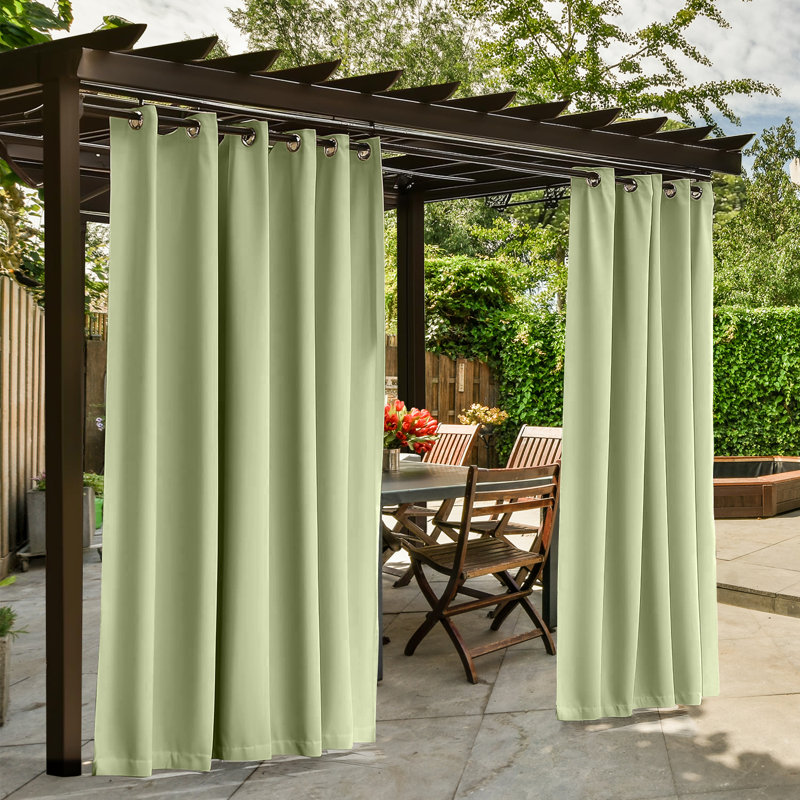 Outdoor Patio Curtains Waterproof - Darkening Thermal Insulated Curtains For Porch, Pergola, Cabana - Sunproof Blackout Drapes With Rust Proof Grommets, Set Of 2 Panels,Sage Green
