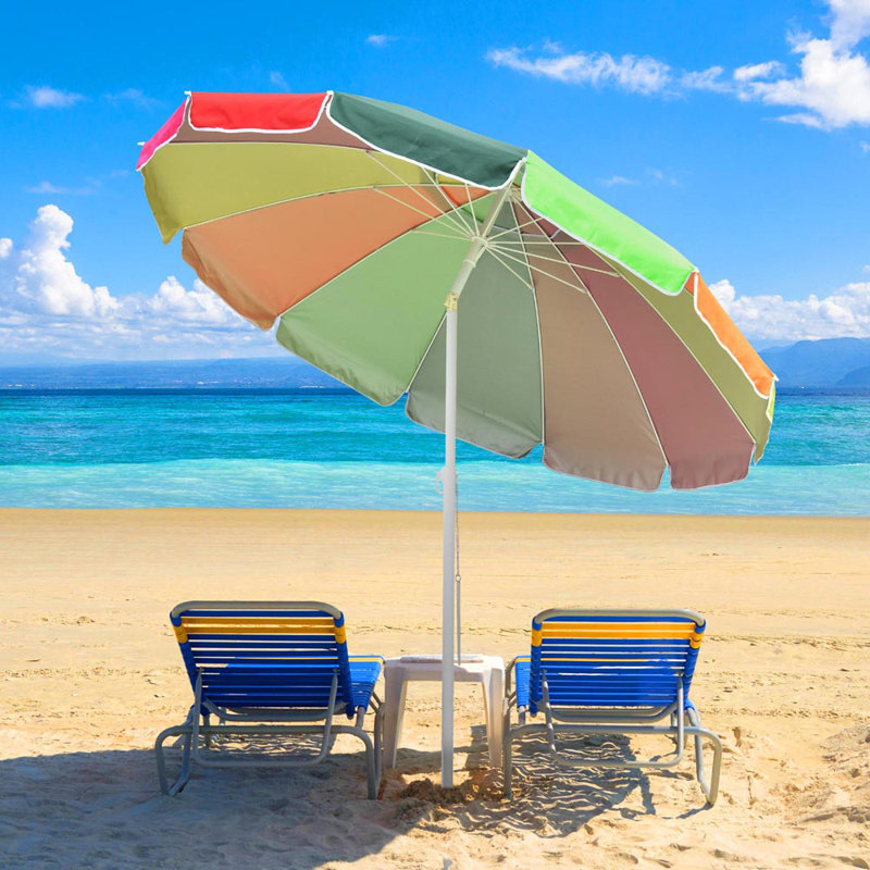 Parasol de plage 78,78 po Braely, Rouge, jaune et vert
