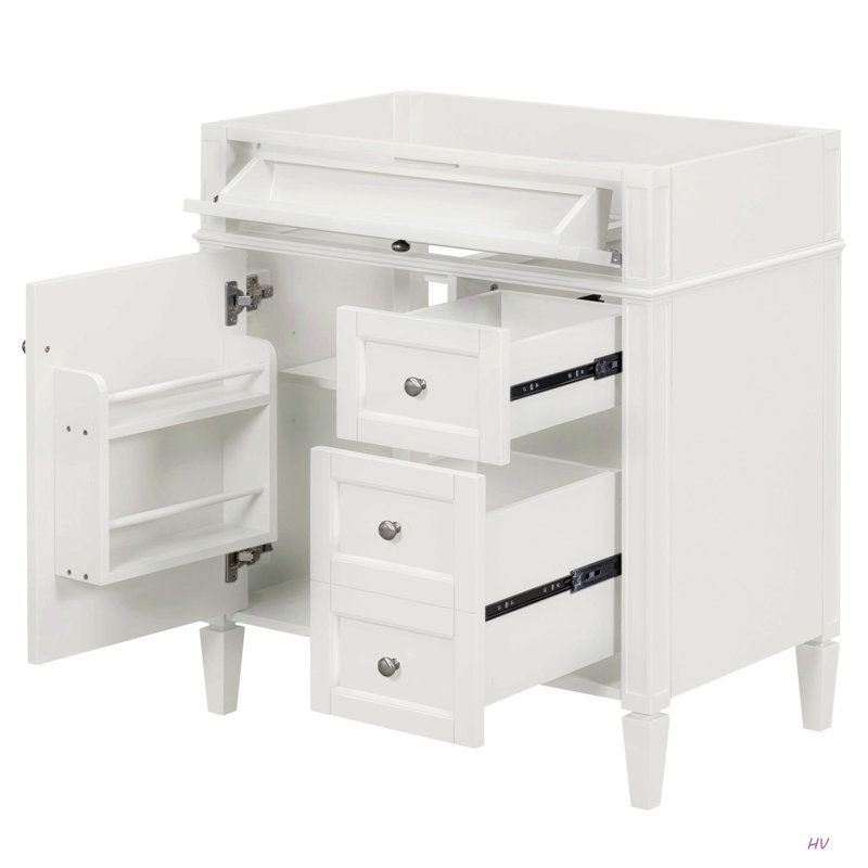 Meuble-lavabo de salle de bain de 30 po sans lavabo supérieur, armoire de rangement moderne avec 2 tiroirs et un tiroir rabattable (BASSIN INCLUS)