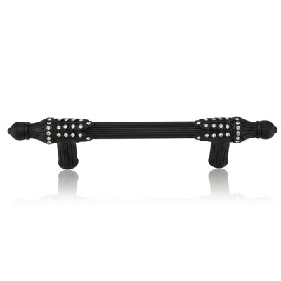 EDGAR BEREBI HAMPTON 3-1/2" CENTER TO CENTER PULL DECORATED WITH CLEAR SWAROVSKI CRYSTALS IN MATTE BLACK PLATE