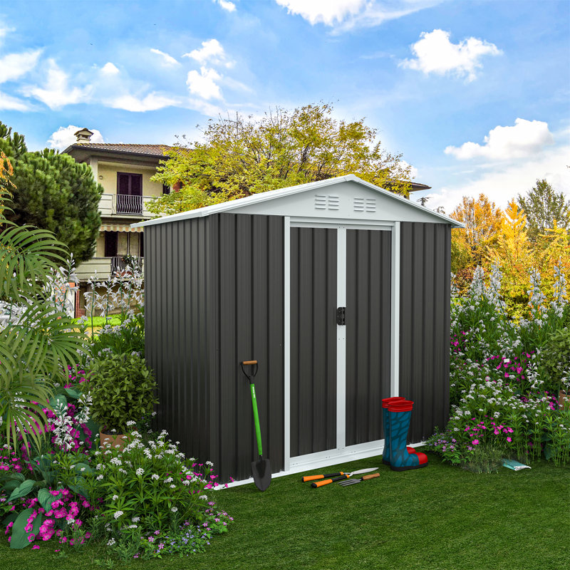 Outdoor Storage Sheds 6Ftx4ft Apex Roof, Gray
