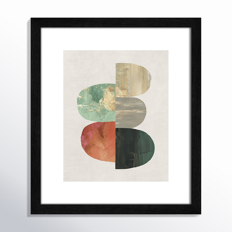 Evolving Energy I - Painting Print, Picture Framed Paper, 15" H x 13" W, Beige Wood