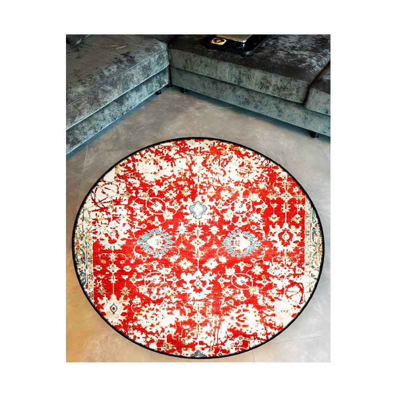 Tapis rond lavable à la machine, Sous-tapis rond 3 pi 3 po inclus