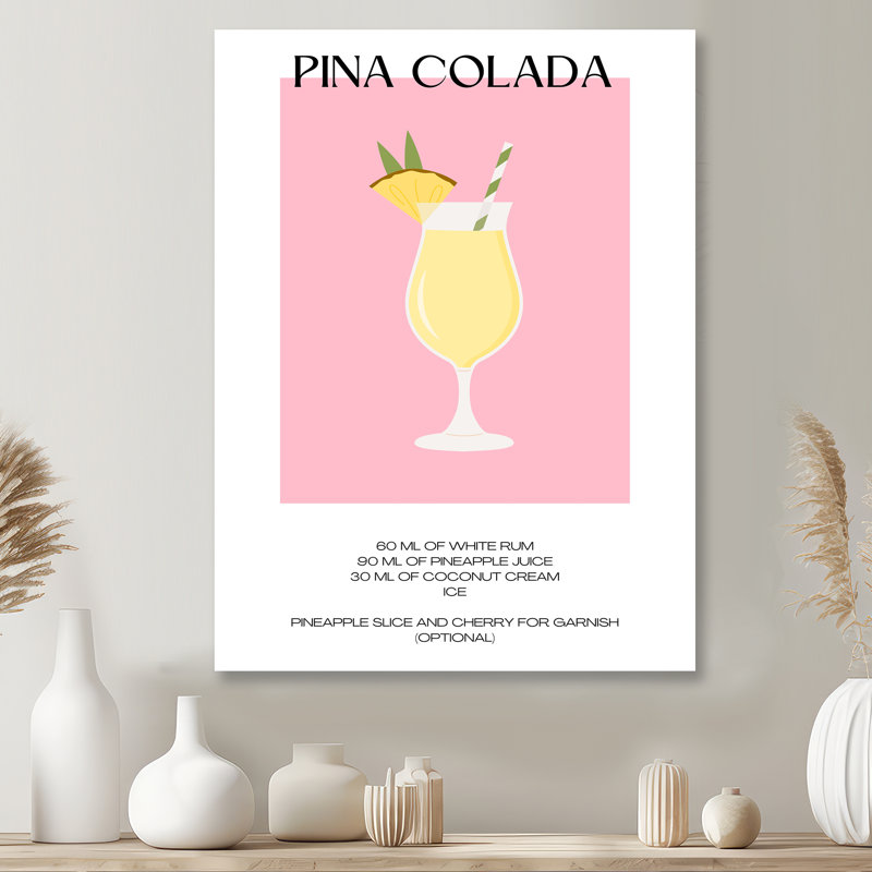 Pina Colada Cocktail Party - Décoration murale cocktails, H 20 po x l 12 po, Sans cadre