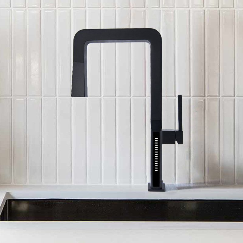 Digital Display Pull-Out Kitchen Faucet, Matte Black
