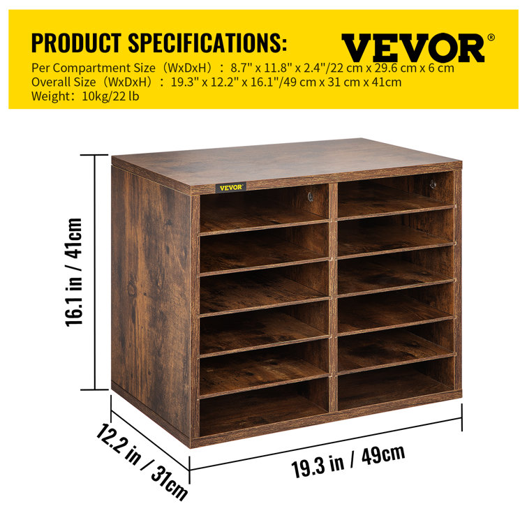 VEVOR Manufactured Wood 12 Compartment Mailroom Table Accessory