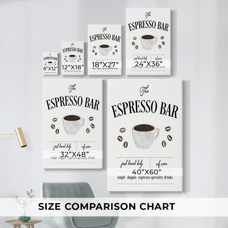 Bar à espresso fraîchement moulu - Cavas enveloppés de galerie, H 27 po x l 18 po