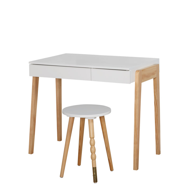 Ensemble de bureau et tabouret Abduh, Blanc