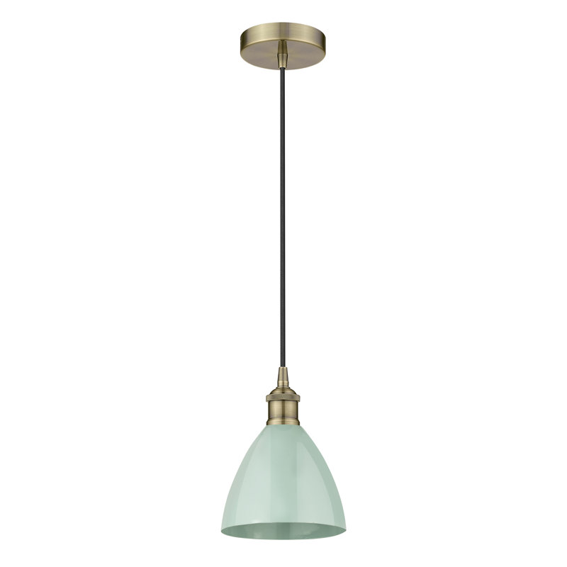 Luminaire suspendu simple à 1 lumière Schiavone, Écume de mer, Laiton antique