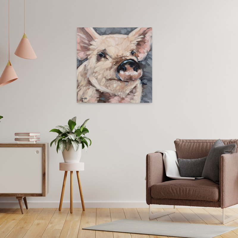 Benny le cochon, art animalier contemporain, H 24 po x l 24 po