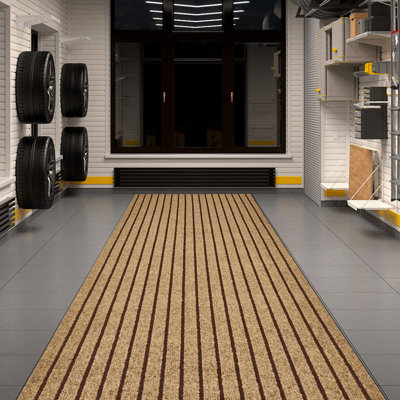Runner Rug Hallway Non Slip Rubber Back Custom Size As Carpet Doormat Throw Rug Dark Beige