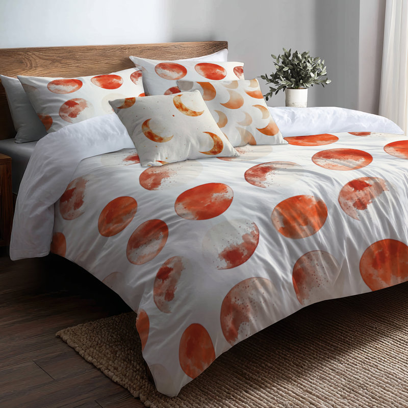 Ensemble d'édredon 6 pièces Starburst - lune moderne en terre cuite avec taies décoratives et coussins décoratifs