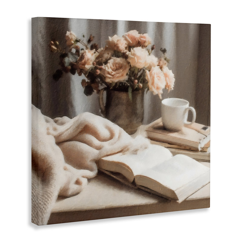 Toile de journal floral Morning Coffee, design par Riley B, H 17 po x l 17 po