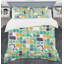 Ensemble de housse de couette géométrique avec feuilles et fleurs mid-century-40702268