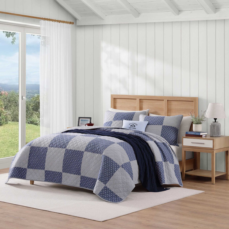 Ensemble de courtepointe réversible en coton Tommy Hilfiger Ithaca Stargaze, Courtepointe grand + 2 couvre-oreillers standard