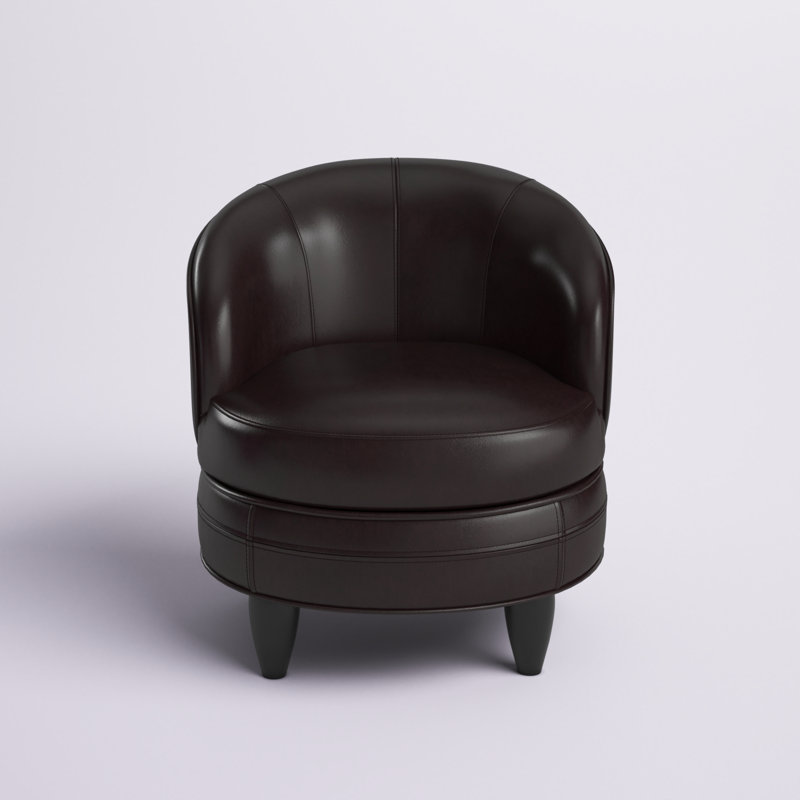 Chorley 28.75" W Swivel Barrel Chair, Brown Faux Leather