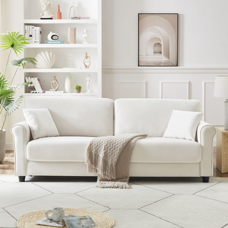 82.48'' Velvet Sofa, Beige