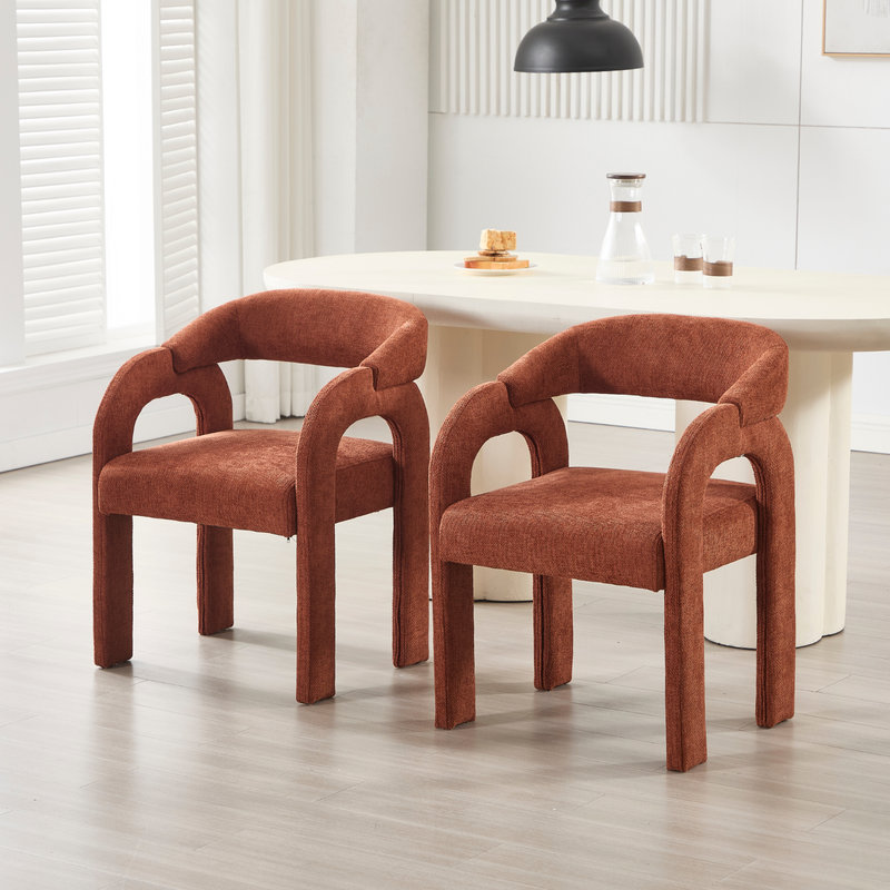 Upholstered Dining Chair, Orange, Orange