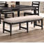 Ensemble de table de salle à manger 6 pièces de couleur noire et 4 chaises d'appoint 1 banc et coussins rembourrés en tissu Mobilier de salle à manger en bois massif