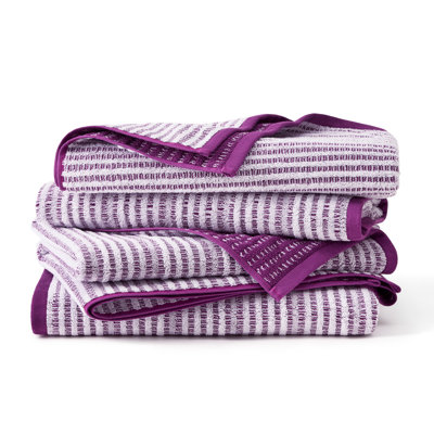 TOWN & COUNTRY PLAY 4-Piece Striped Reversible Terry Brights Bath Towel Set, 30x58-Inch, 100% BCI Cotton