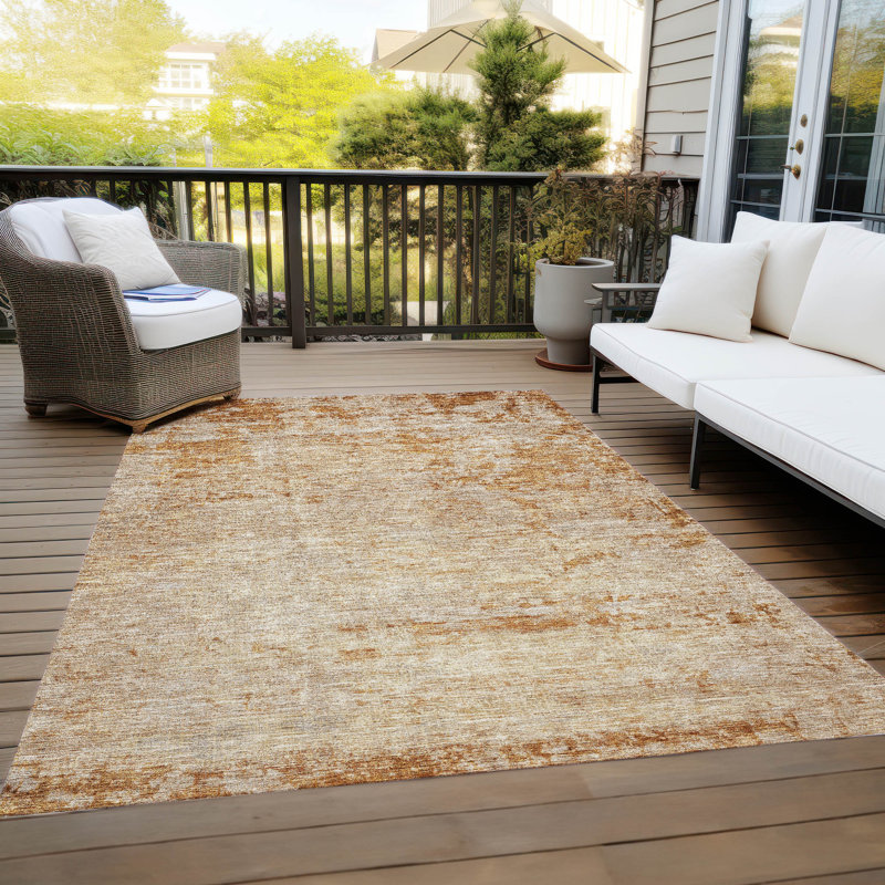 Machine Washable Indoor/Outdoor Cicel ACN1164 Copper Rug, Rectangle 9' x 12'