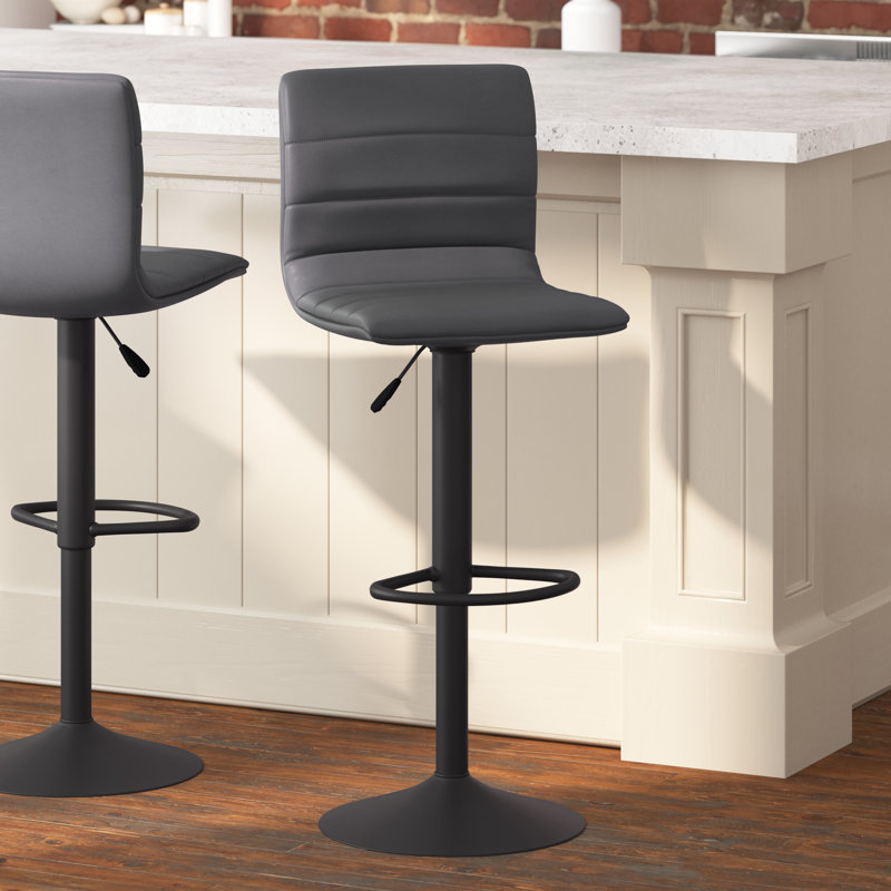 Rochester Swivel Upholstered Adjustable Height Counter Stool with Metal Frame, Gray