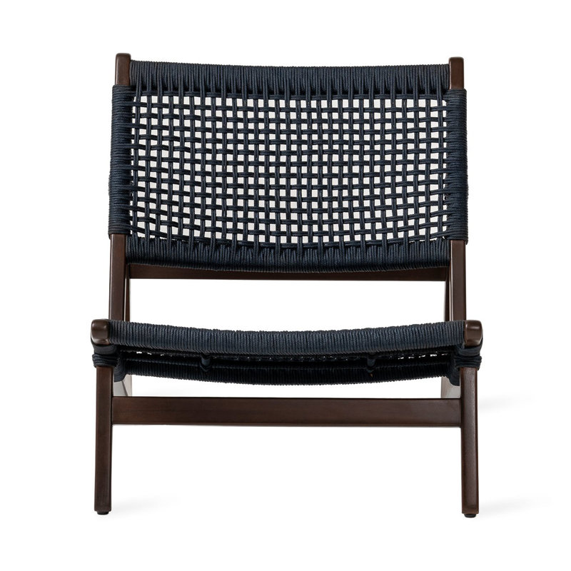Alizee Wood Outdoor Armless Lounge Chair, Espresso, Indigo
