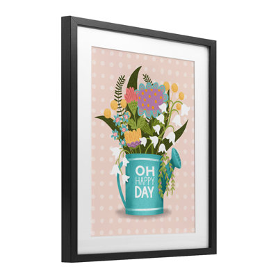 Oh Happy Day Garden Flowers Framed Print Under Glass, design by Jilly Jack Designs