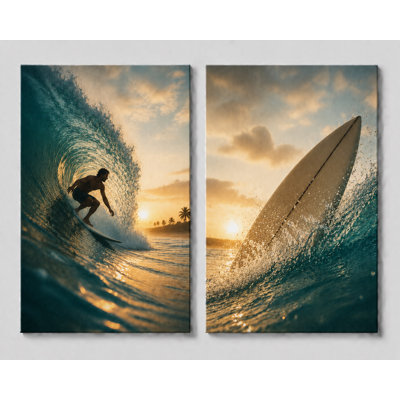 Très grand ensemble de 2 impressions murales sur toile de bord de mer pour la maison de plage, décor tropical, impression sur toile 24 x 36 pouces - prête à être accrochée