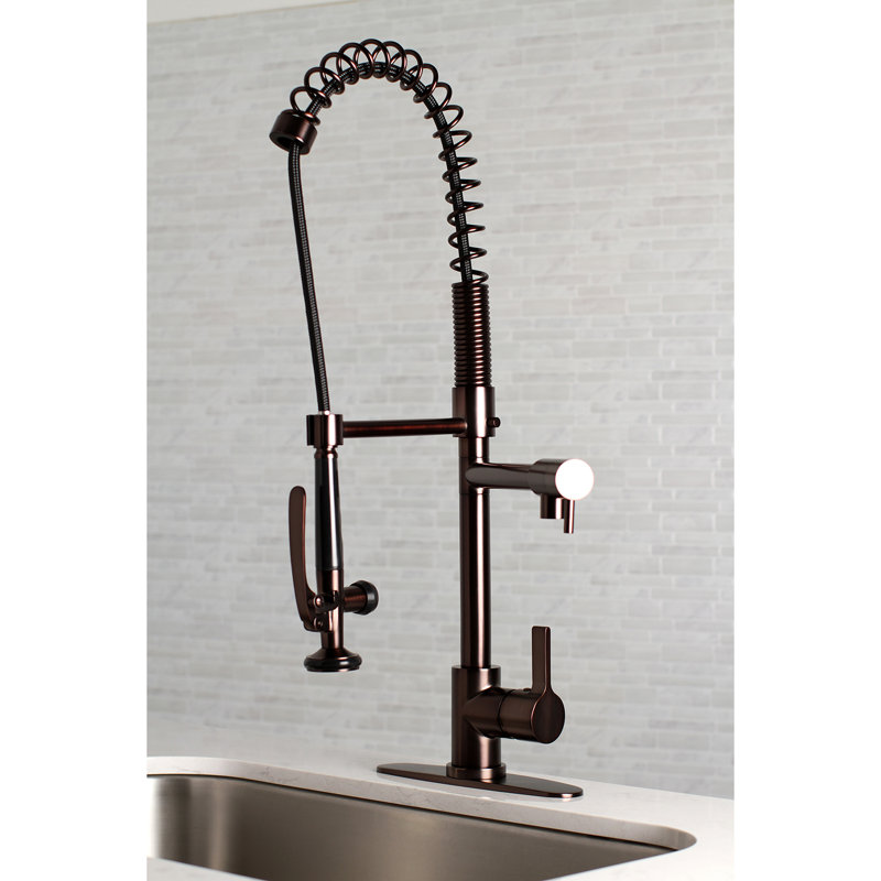 Kingston Brass Continental Single-Handle 1-Hole Deck Mount Pre-Rinse Kitchen Faucet, Oil Rubbed Bronze