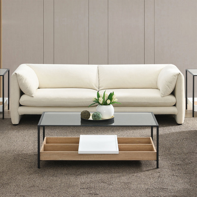 Sofa recouvert de lin beige