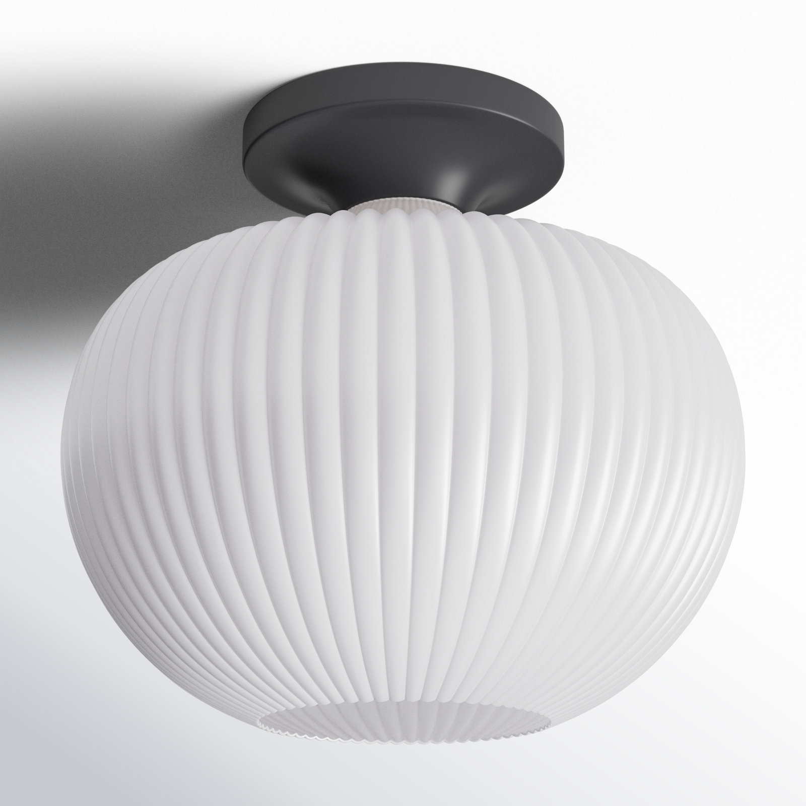 Collina Single Light Glass Semi Flush Mount, Black