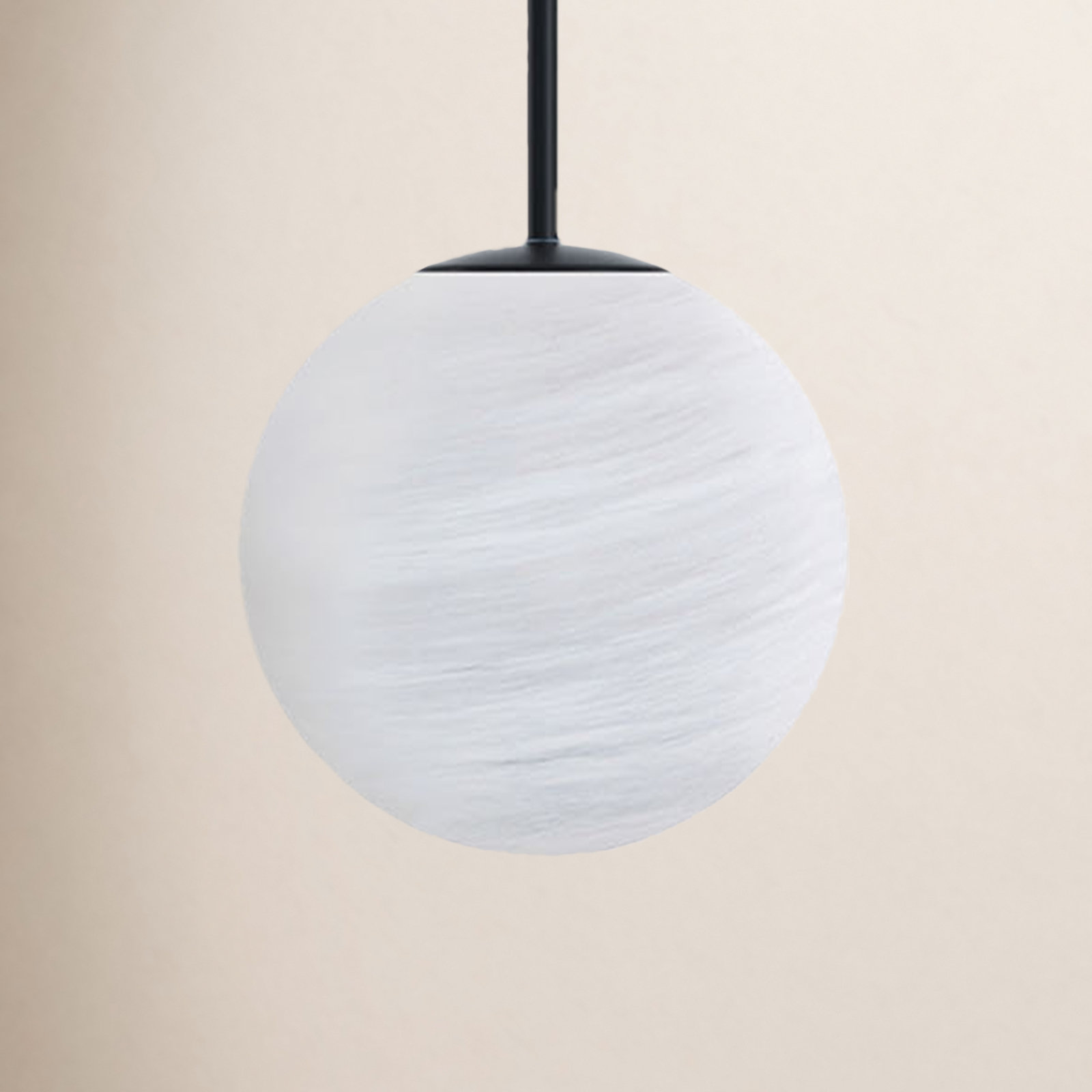 1-Light Single Moon Globe Pendant with Clouded Glass, Matte Black