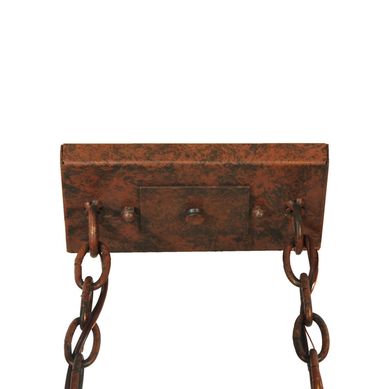 Antique Rust 3-Light Glass Island Pendant