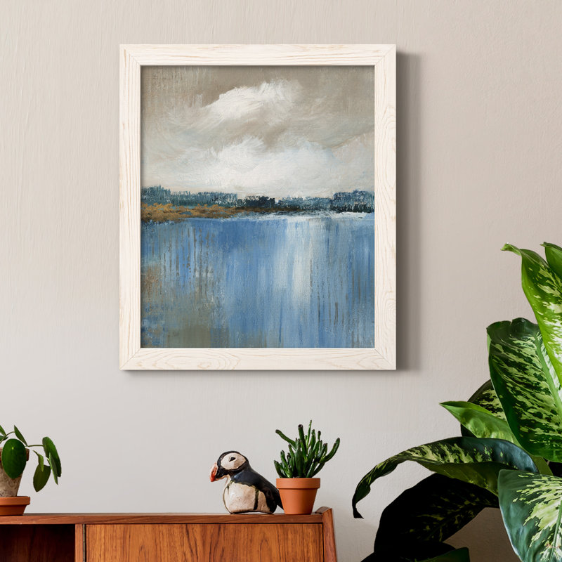 Vent et eau - Peinture sur toile encadrée, H 20 po x l 17 po x P 1,5 po, Blanc