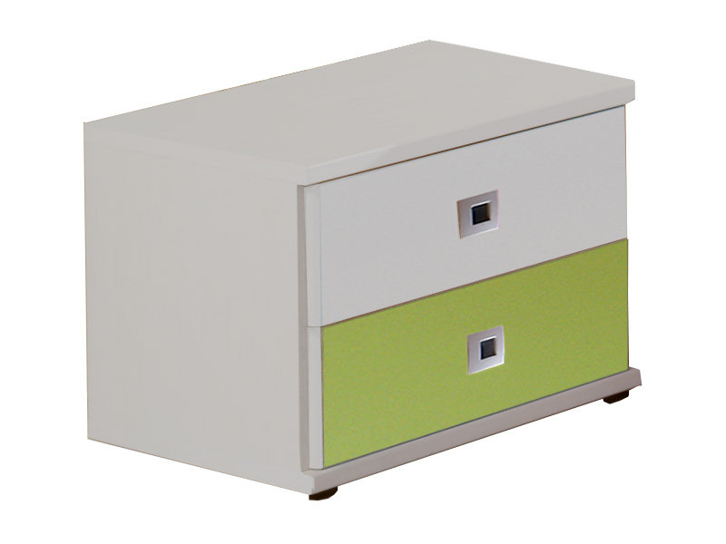 Sunny 2 Drawer Nightstand, White/Green