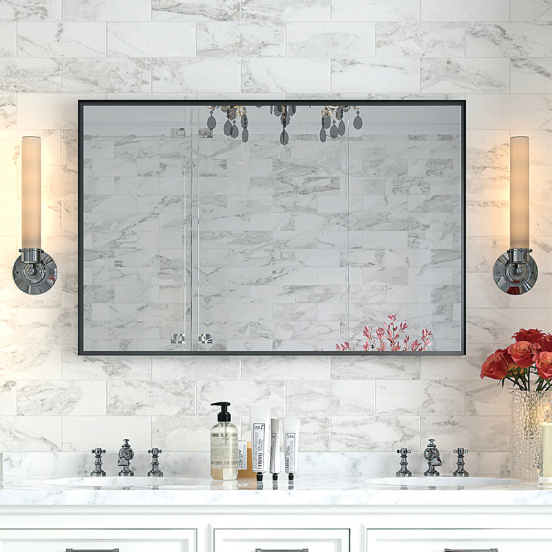 Miroir de salle de bain 36x24inch, Noir, 35.71" x 23.73"