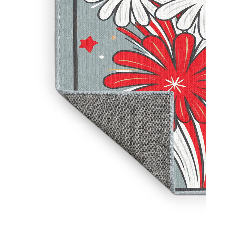 The Holiday Aisle® Washable Indepence Day Firecraker Summer Holiday Rug, Rectangle 6' x 9'
