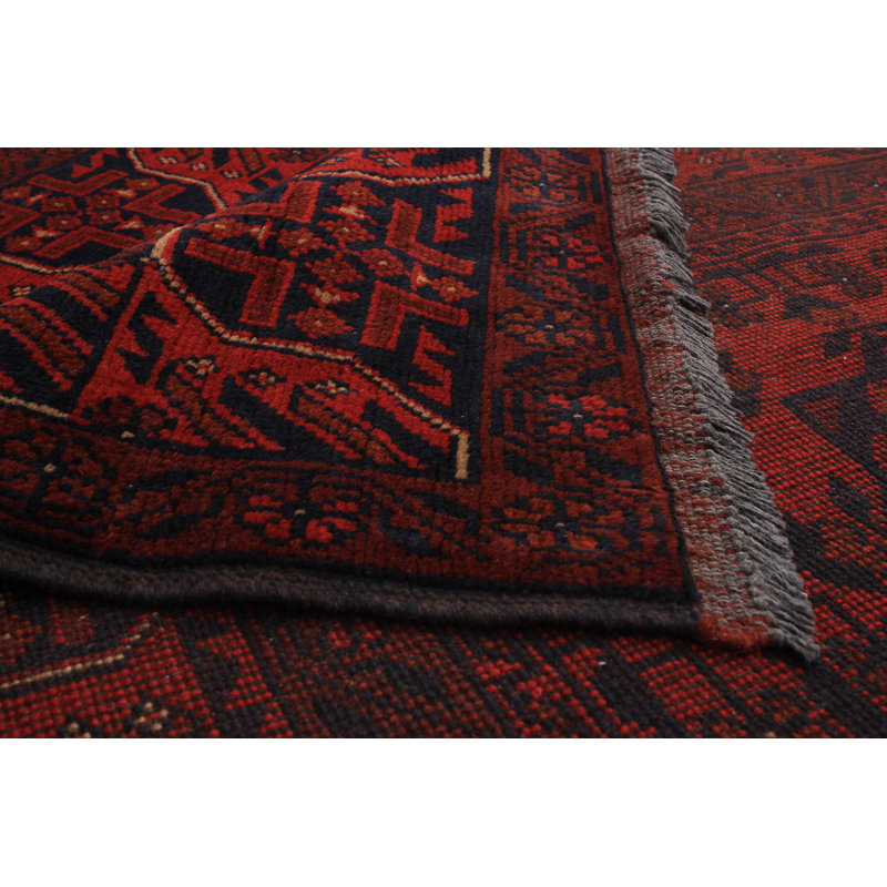 Tapis de zone en laine rouge 3 pi 3 po x 4 pi 11 po à main one-of-kind-noué la 2010s esari turque Alarick