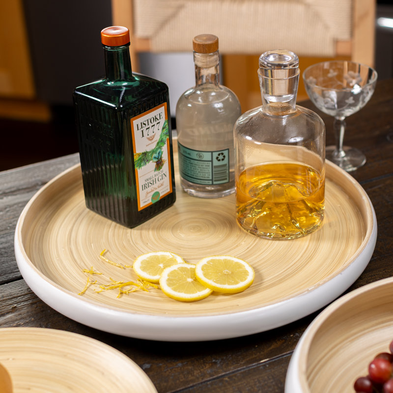 Lexa Bamboo Serving Tray, 16 Inch,  Bamboo, White