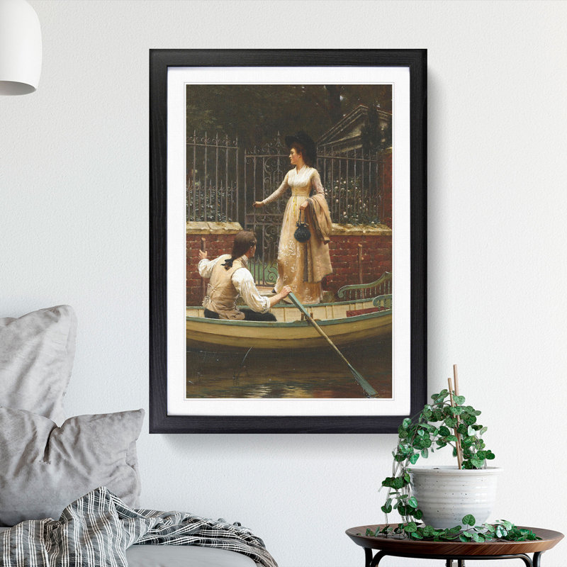 The Elopement by Edmund Leighton - Picture Frame Painting, 48cm H x 36cm W x 2cm D, Black