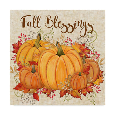 'Fall Blessings' Graphic Art Print on Wrapped Canvas