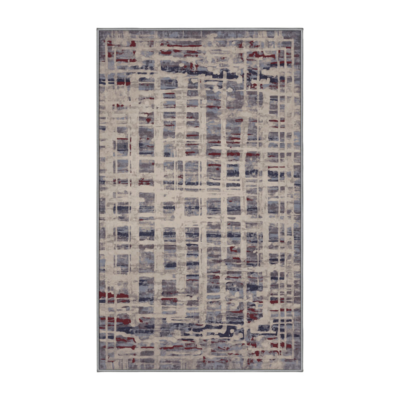 Machine Washable Gray Area Rug, Rectangle 8' x 12'